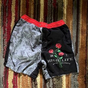 Rue21 Men's Swim Trunks - Red and Black